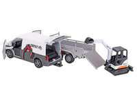 Kids Globe Traffic VW Transporter s přívěsem 27cm zpětný chod s mini bagrem v krabičce