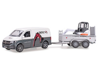 Kids Globe Traffic VW Transporter s přívěsem 27cm zpětný chod s mini bagrem v krabičce