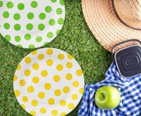 Talíř papírový 18cm žluto-bílý puntík 6ks