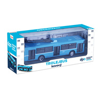 Rappa Trolejbus kovový 16cm modrý OSTRAVA !!! na zpětný chod