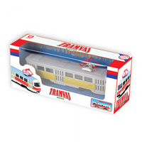 Tramvaj Tatra T3 česká kovová 16cm žlutá retro