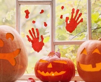 Dekorace gelová samolepka zakrvácené dlaně ruce Halloween