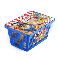 Mini obchod Nákupní košík modrý s doplňky a učením jak nakupovat