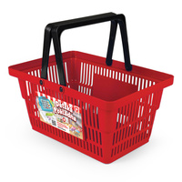 Mini obchod Nákupní košík červený s doplňky a učením jak nakupovat