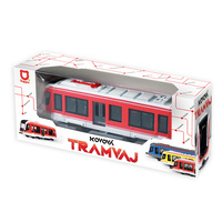 Tramvaj Kovová červená 20cm otevírací dveře na zpětný chod 