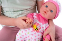 Miminko nemocné měkké tělo 36cm guma s doplňky na baterie se zvukem se světlem