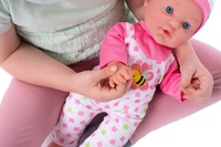 Miminko nemocné měkké tělo 36cm guma s doplňky na baterie se zvukem se světlem