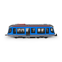 Tramvaj Kovová modrá 20cm otevírací dveře na zpětný chod