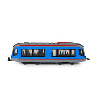 Tramvaj Kovová modrá 20cm otevírací dveře na zpětný chod