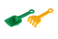 Sada na písek 2ks plast lopatka + hrabičky 4 barvy 8x22cm 12m+
