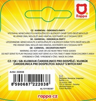 Klobouk čarodějnice pro dospělé s potiskem 32cm