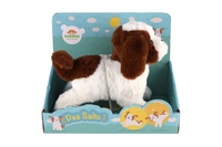 Pes Salto skákací chodící 19cm na baterie se zvukem v krabici