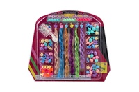 Sada korálků a copánků na vlasy plast mix druhů na kartě