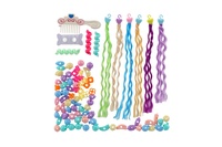Sada korálků a copánků na vlasy plast mix druhů na kartě