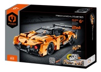 Stavebnice iM.MASTER 2v1 auto na zpětné natažení plast 278 dílků oranžové v krabici 