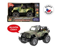 Made Jeep vojenský na setrvačník s reálným hlasem posádky 23cm 